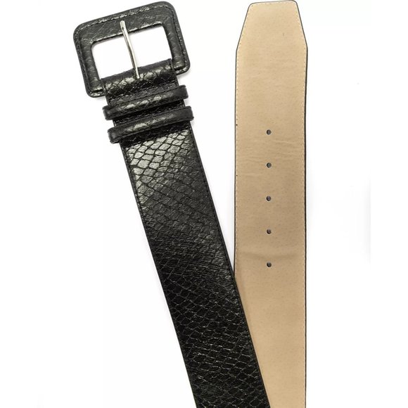 INC Snakeskin-Embossed Stretch Belt Black - NWT - Size S / M - Picture 2 of 4